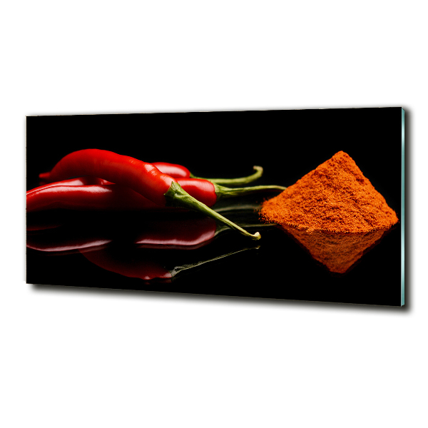 Foto glasbild Chili und Cayennepfeffer