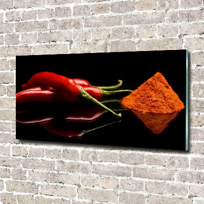 Foto glasbild Chili und Cayennepfeffer