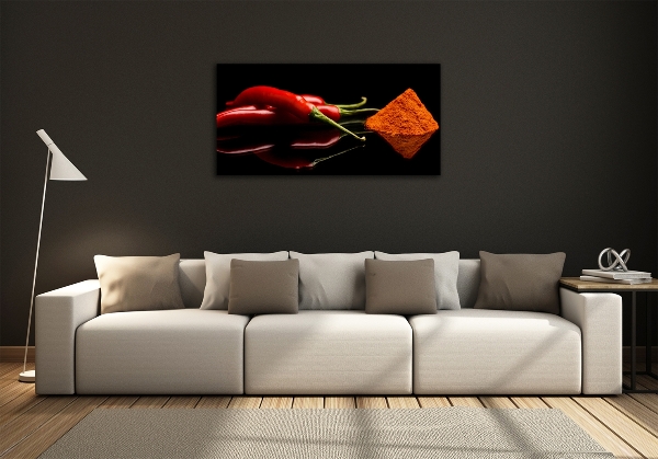 Foto glasbild Chili und Cayennepfeffer