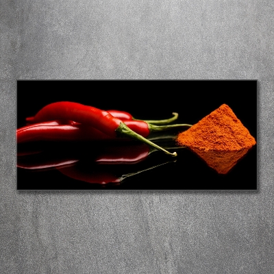Foto glasbild Chili und Cayennepfeffer