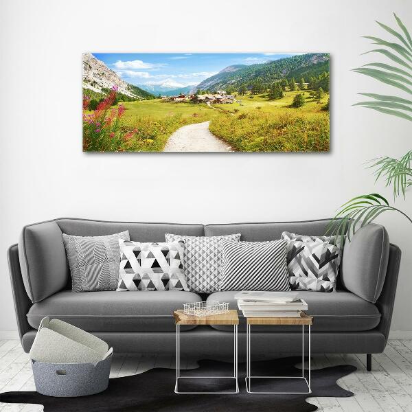 Foto glasbild Weide in den Alpen