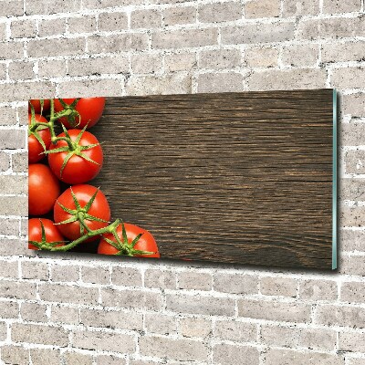 Glasbild Tomaten auf Holz