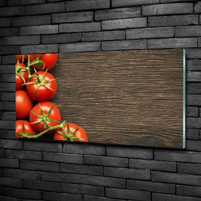 Glasbild Tomaten auf Holz