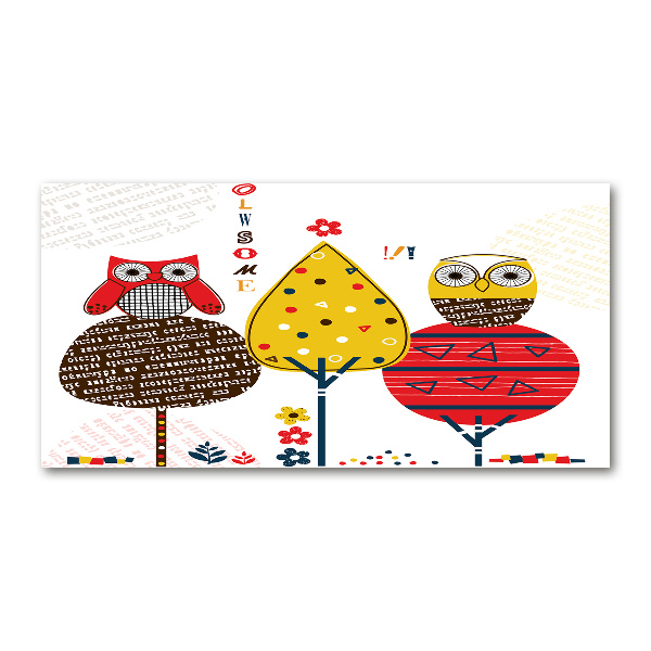 Glasbild Eulen auf einem Baum