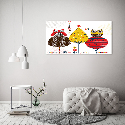 Glasbild Eulen auf einem Baum