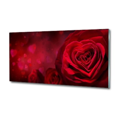 Foto glasbild Herz aus roter Rose