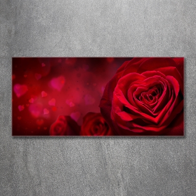 Foto glasbild Herz aus roter Rose