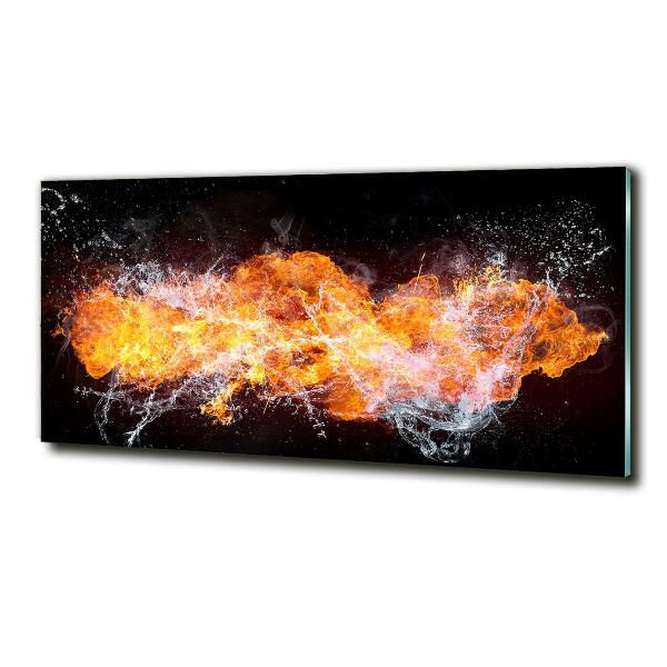 Glasbild Feuer gegen Wasser