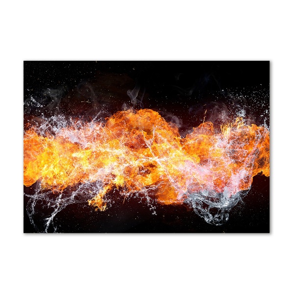 Glasbild Feuer gegen Wasser
