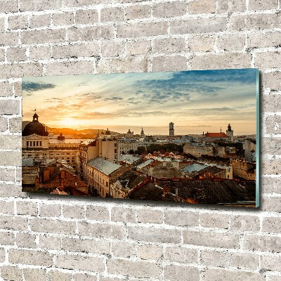 Glasbild Sonnenaufgang in Lemberg