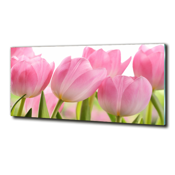 Foto glasbild Rosa Tulpen