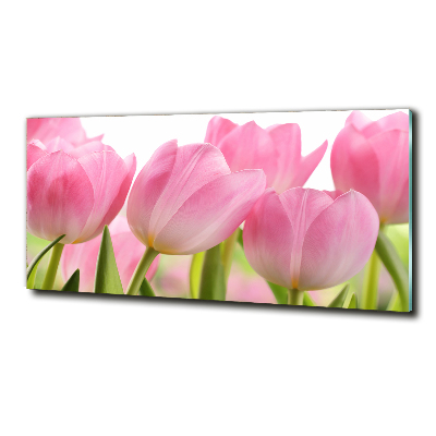 Foto glasbild Rosa Tulpen