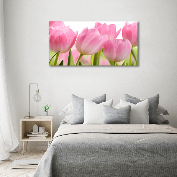 Foto glasbild Rosa Tulpen