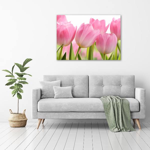 Foto glasbild Rosa Tulpen