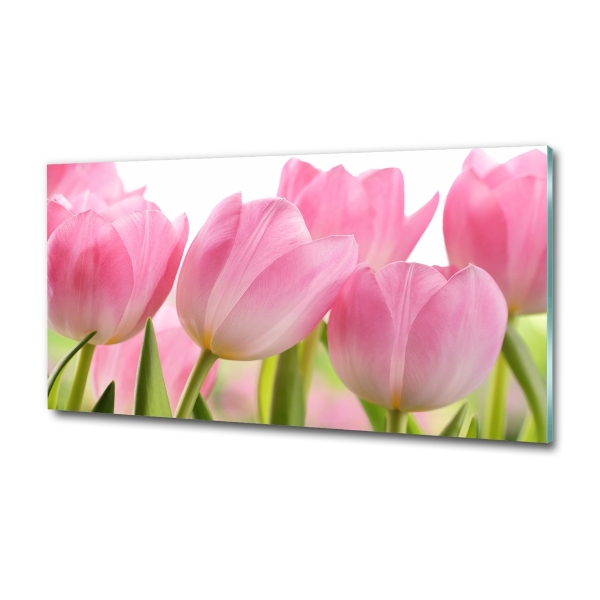 Foto glasbild Rosa Tulpen