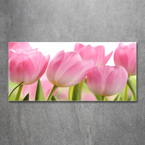 Foto glasbild Rosa Tulpen