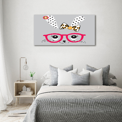 Foto glasbild Kaninchen mit Brille