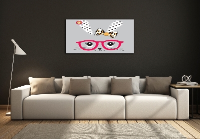 Foto glasbild Kaninchen mit Brille