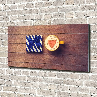 Foto glasbild Kaffee und ein Geschenk