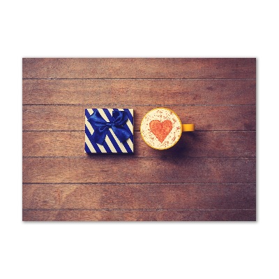 Foto glasbild Kaffee und ein Geschenk