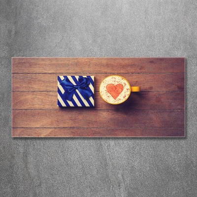 Foto glasbild Kaffee und ein Geschenk