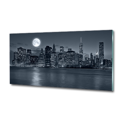 Glasbild New York bei Nacht
