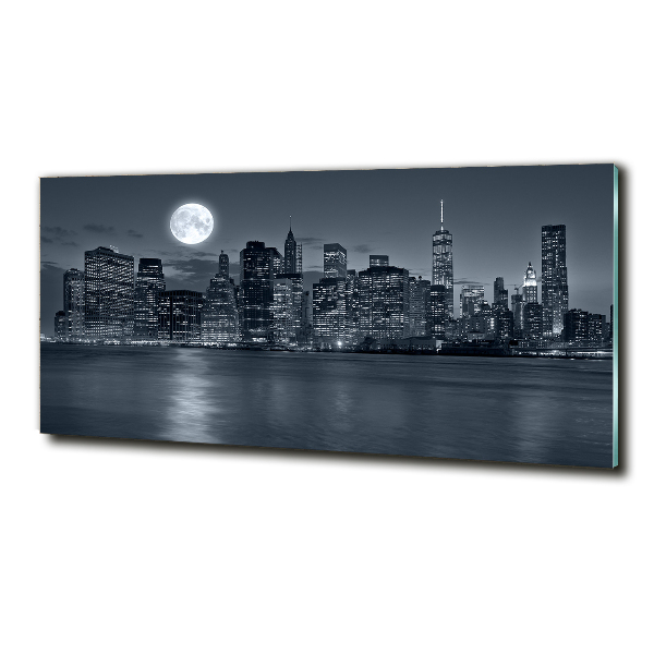 Glasbild New York bei Nacht