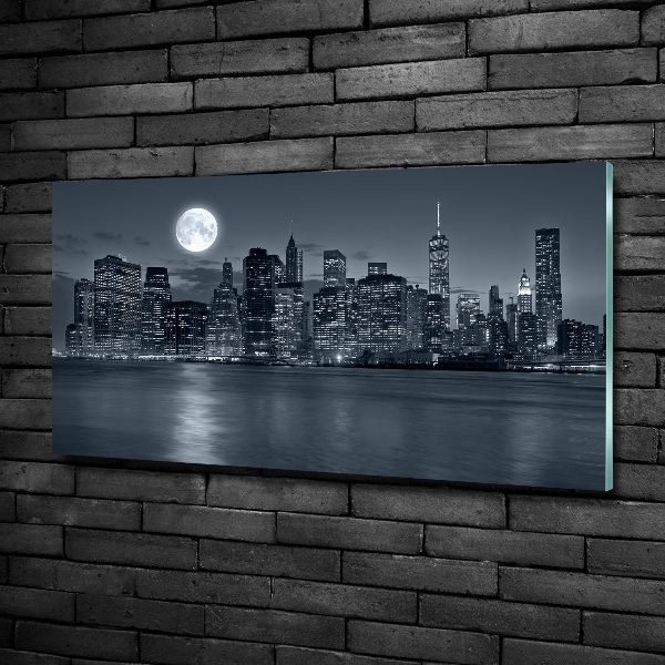 Glasbild New York bei Nacht