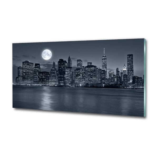 Glasbild New York bei Nacht