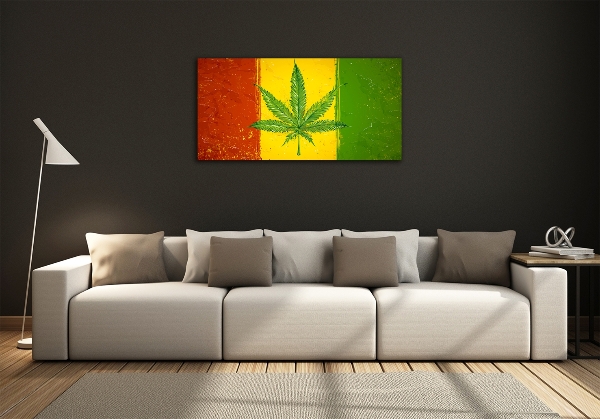 Glasbild Rasta-Flagge