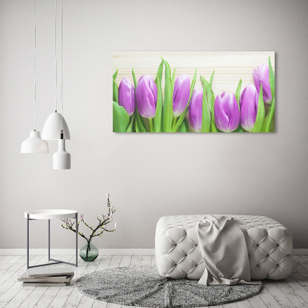Glasbild Lila Tulpen