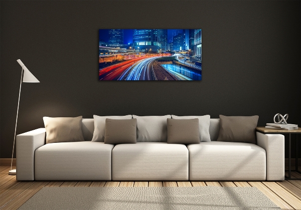 Foto glasbild Hongkong bei Nacht