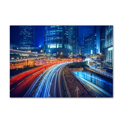 Foto glasbild Hongkong bei Nacht