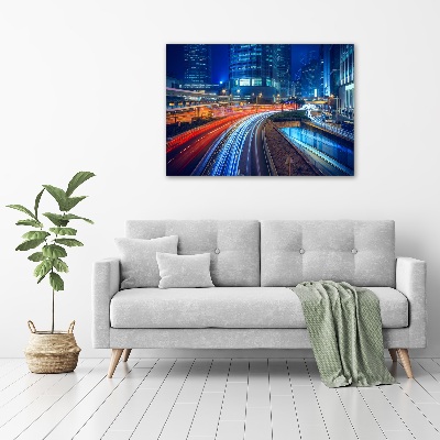 Foto glasbild Hongkong bei Nacht