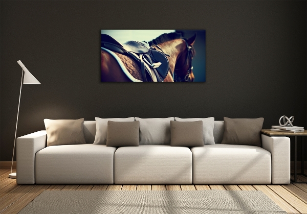 Foto glasbild Sattel mit Steigbügeln