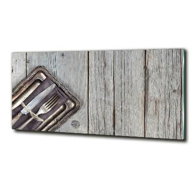 Bild auf glas Besteck auf Brettern