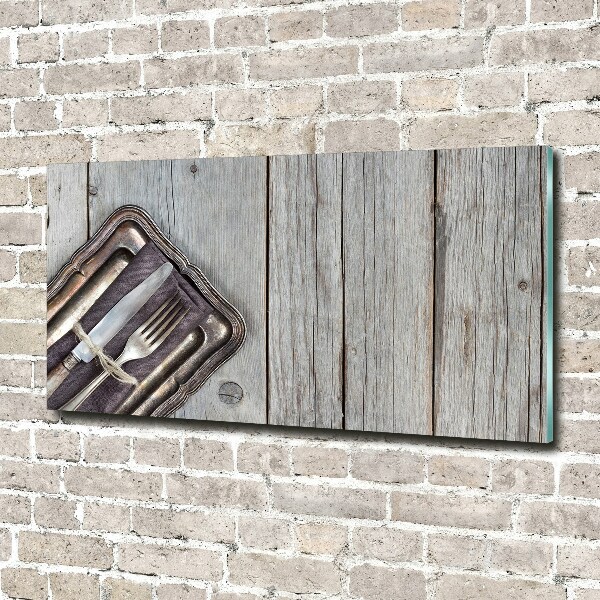 Bild auf glas Besteck auf Brettern