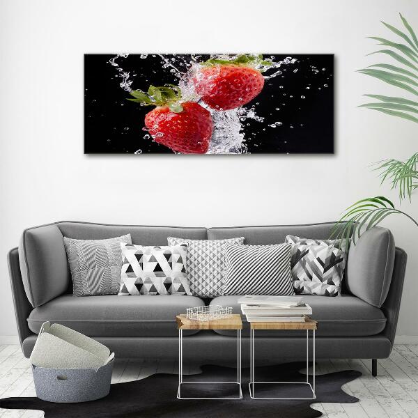 Foto glasbild Erdbeeren und Wasser