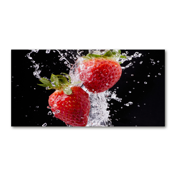 Foto glasbild Erdbeeren und Wasser