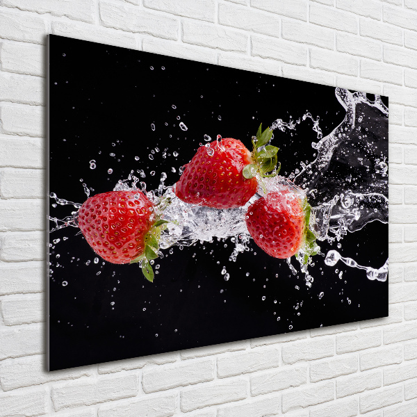 Foto glasbild Erdbeeren und Wasser