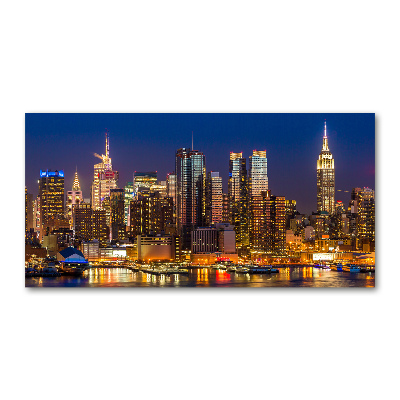 Glasbild Manhattan bei Nacht