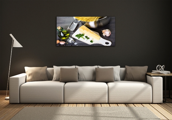 Glasbild Nudeln mit Knoblauch