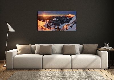 Glasbild Winter in den Bergen