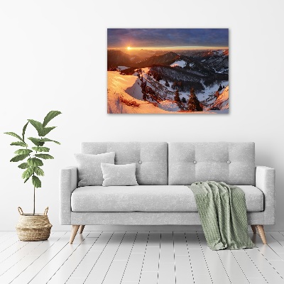 Glasbild Winter in den Bergen