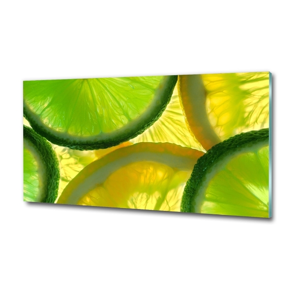 Glasbild Limette und Zitrone