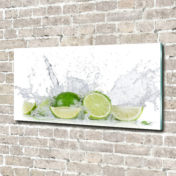 Foto glasbild Limetten und Wasser