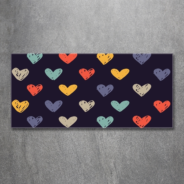 Glasbild Bunte Herzen