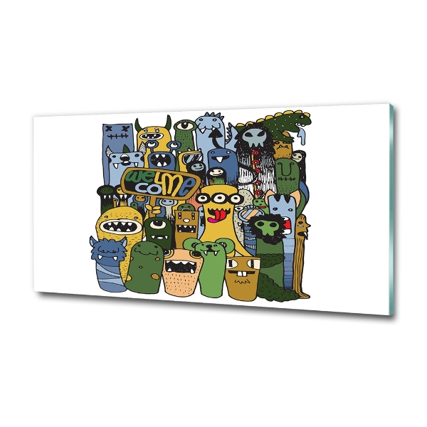 Glasbild Verrückte Monster