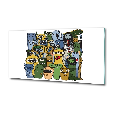 Glasbild Verrückte Monster