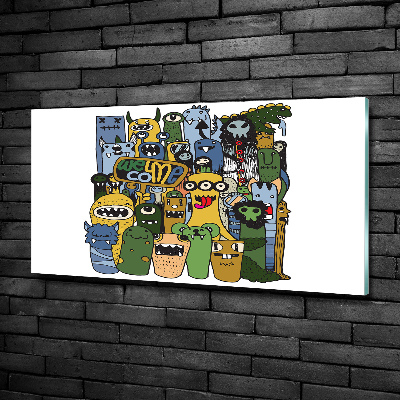 Glasbild Verrückte Monster